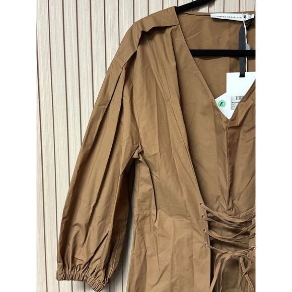 Simona Corsellini Tie Waist Short Dress Brown Size EU 42 / US 6 - Picture 4 of 12